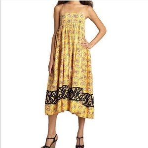 Free People Yellow Floral Maxi Dress Sundress | M